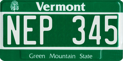 VT license plate NEP345