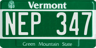 VT license plate NEP347