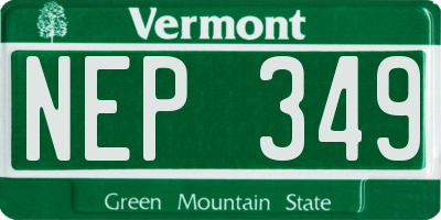 VT license plate NEP349