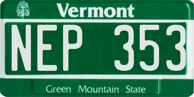 VT license plate NEP353