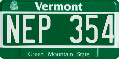VT license plate NEP354