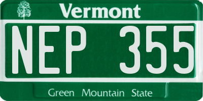 VT license plate NEP355