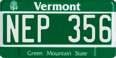 VT license plate NEP356
