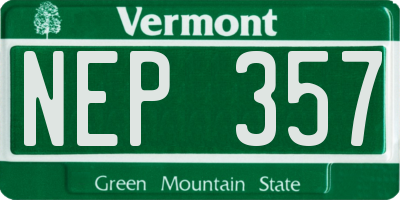 VT license plate NEP357