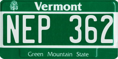 VT license plate NEP362