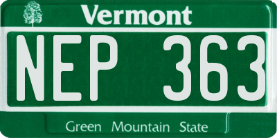 VT license plate NEP363