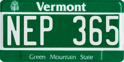 VT license plate NEP365