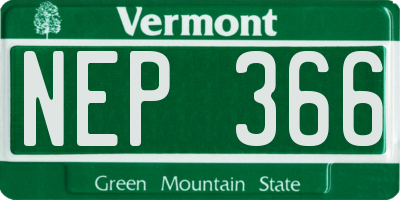 VT license plate NEP366