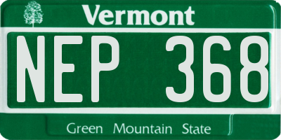 VT license plate NEP368
