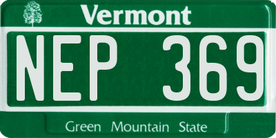 VT license plate NEP369