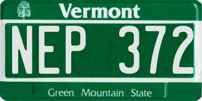 VT license plate NEP372
