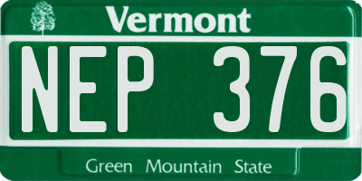 VT license plate NEP376
