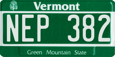 VT license plate NEP382