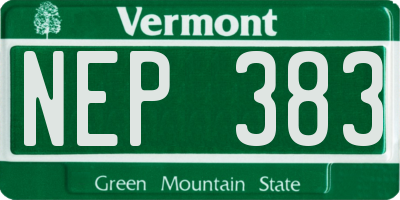 VT license plate NEP383