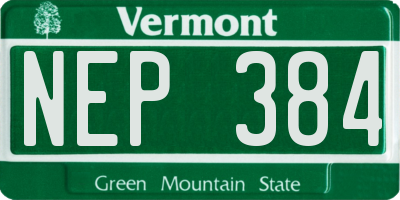 VT license plate NEP384