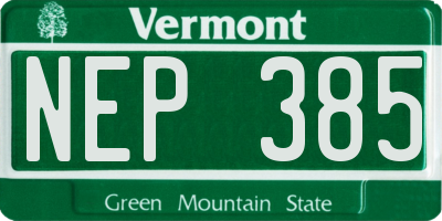 VT license plate NEP385