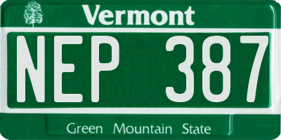 VT license plate NEP387
