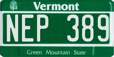 VT license plate NEP389
