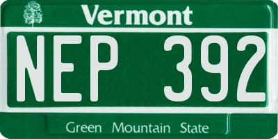 VT license plate NEP392