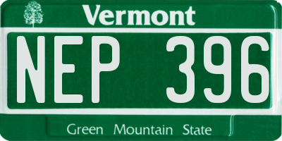 VT license plate NEP396