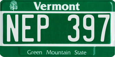 VT license plate NEP397