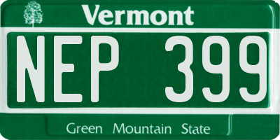 VT license plate NEP399