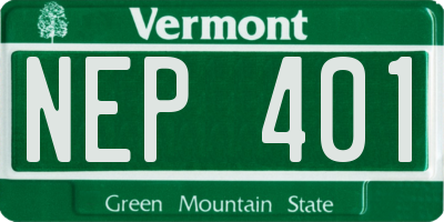 VT license plate NEP401
