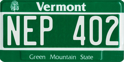 VT license plate NEP402