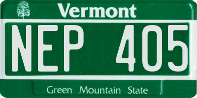 VT license plate NEP405