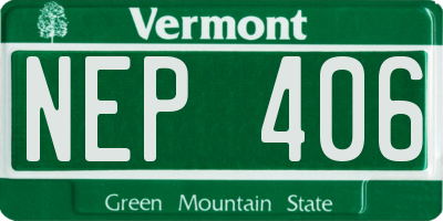 VT license plate NEP406