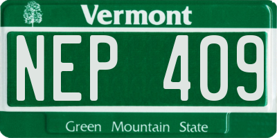 VT license plate NEP409