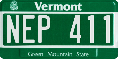 VT license plate NEP411