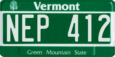 VT license plate NEP412