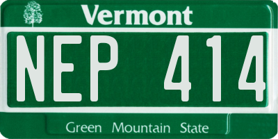 VT license plate NEP414