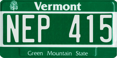 VT license plate NEP415