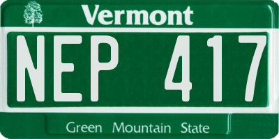 VT license plate NEP417
