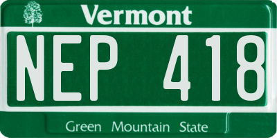 VT license plate NEP418