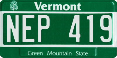 VT license plate NEP419