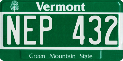 VT license plate NEP432