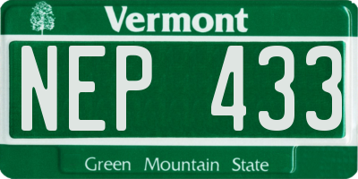 VT license plate NEP433