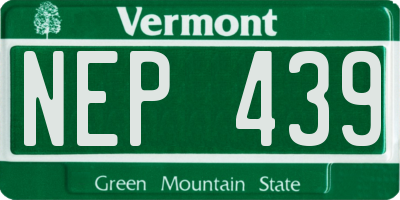 VT license plate NEP439
