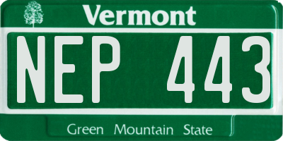 VT license plate NEP443