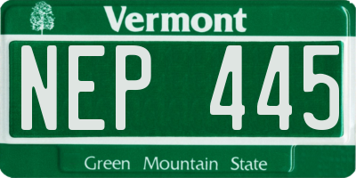 VT license plate NEP445