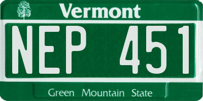 VT license plate NEP451