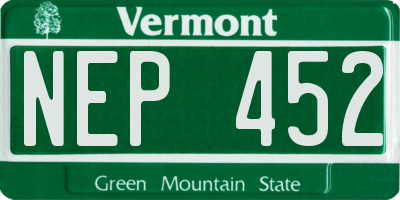 VT license plate NEP452