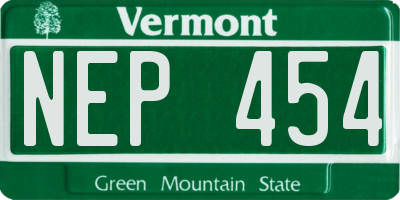 VT license plate NEP454