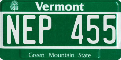 VT license plate NEP455