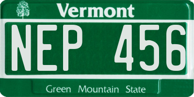 VT license plate NEP456