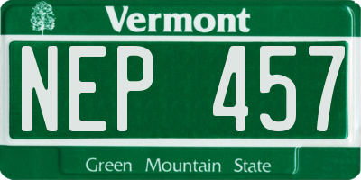 VT license plate NEP457