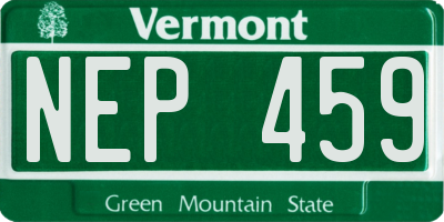 VT license plate NEP459
